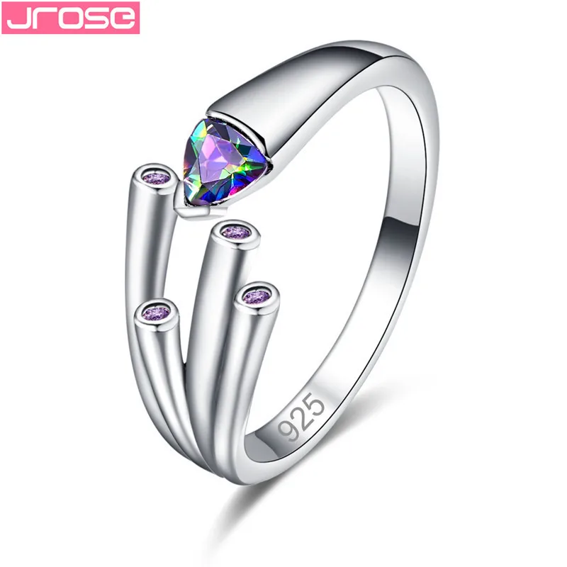 

JROSE 2019 Newest Design Silver 925 Jewelry Fashion Women Rings Size 6 7 8 9 Wonderful Wedding Engagement Band Gifts