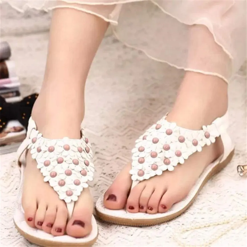 

Shoese Women Summer Bohemia Sweet Beaded Sandals Clip Toe Sandals Beach Shoes Casual Style For Women Ladies #WQY517