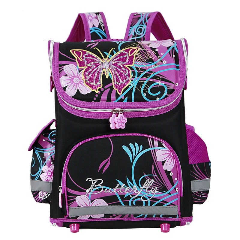 

Hot Sale Orthopedic Breathable Children School Bags Girls Cartoon Princess Backpacks Butterfly printed Book Bag Mochila Escolar