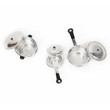 3 Шт. 1:12 Кукольный Миниатюрный Кухня Посуда Пот Набор Серебряный Hot Sale