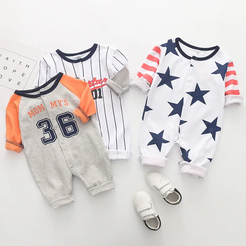 

2018 Boys' Baseball clothing baby bodysuits spring and autumn