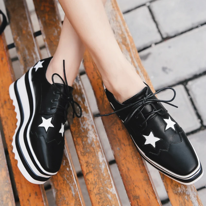 

New Student Shoes, Stars, Women's Shoes, Casual Cake Shoes, Women's Thick Soles and Brockpo's Documentary Shoes