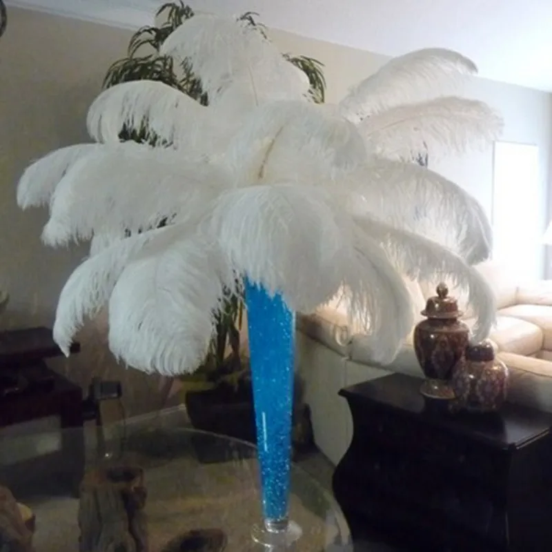 20 штук в партии 8-28 дюймов натуральный белый перьев шлейф ваза для центра стола на свадьбу вечерние украшения стола