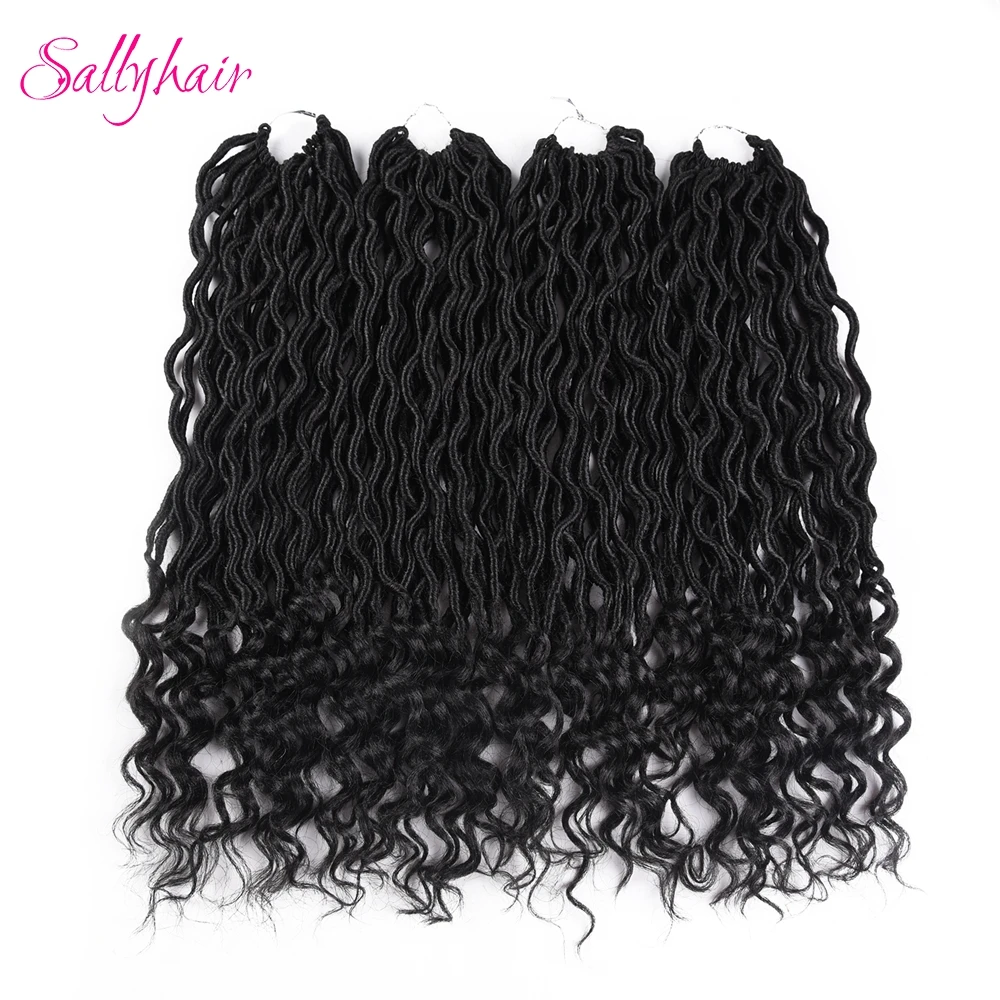 Sallyhair 24 пряди/упаковка Faux locs вьющиеся плетеные пряди волосы удлиняющие синтетические мягкие покраска методом Омбре плетение волос свободный конец
