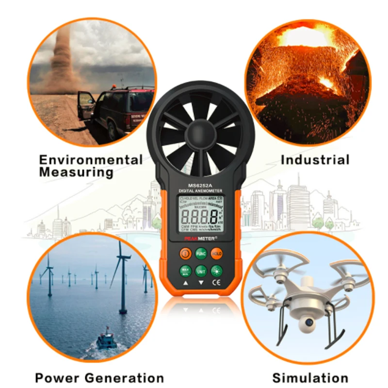 PEAKMETER PM6252APM6252B 30 ms Anemômetro Digital de