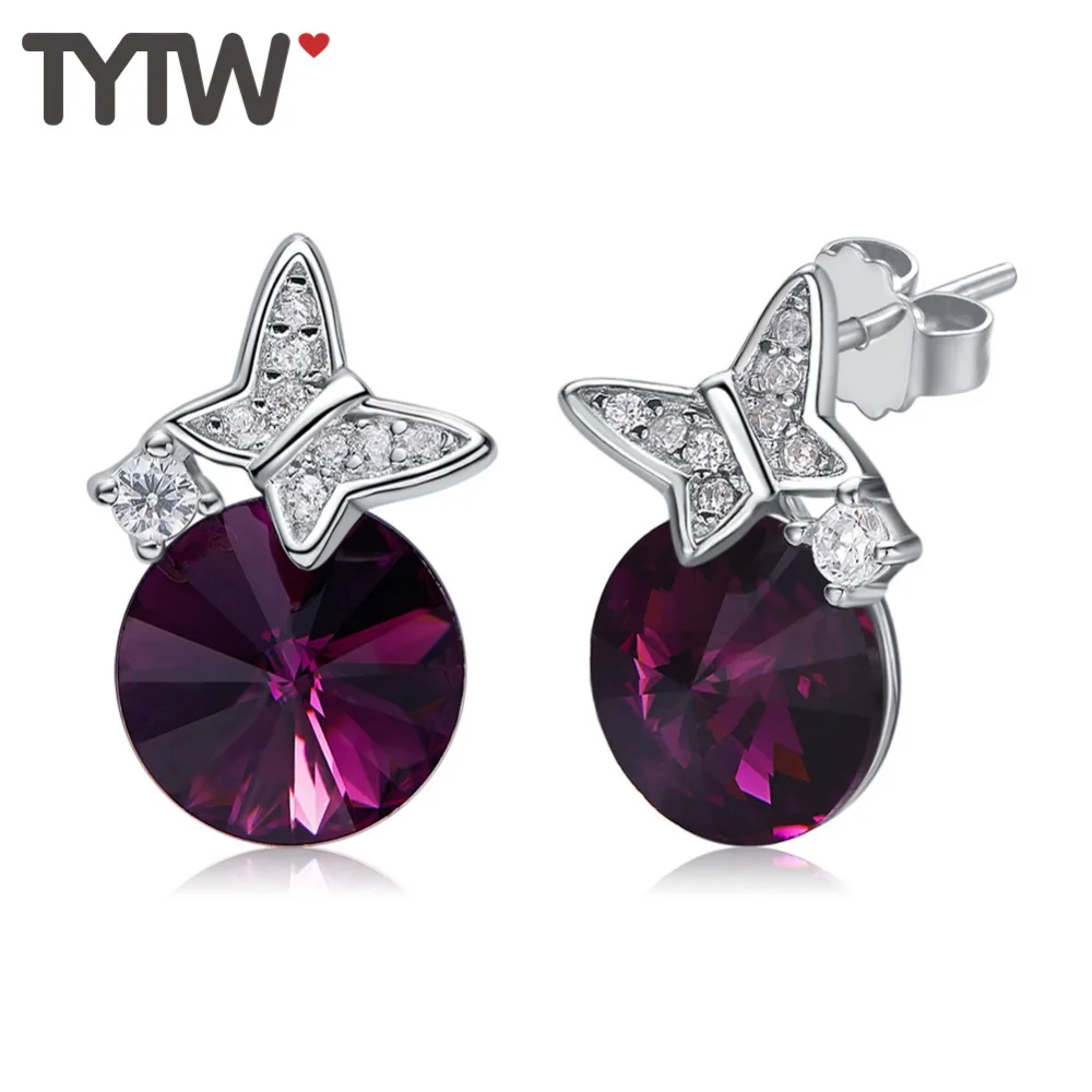 TYTW шикарные женские серьги гвоздики из стерлингового серебра 925 пробы с