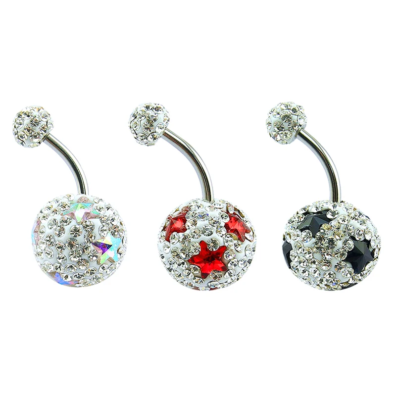 Crystal belly ring belly piercing surgical steel belly button rings silver navel piercing fake