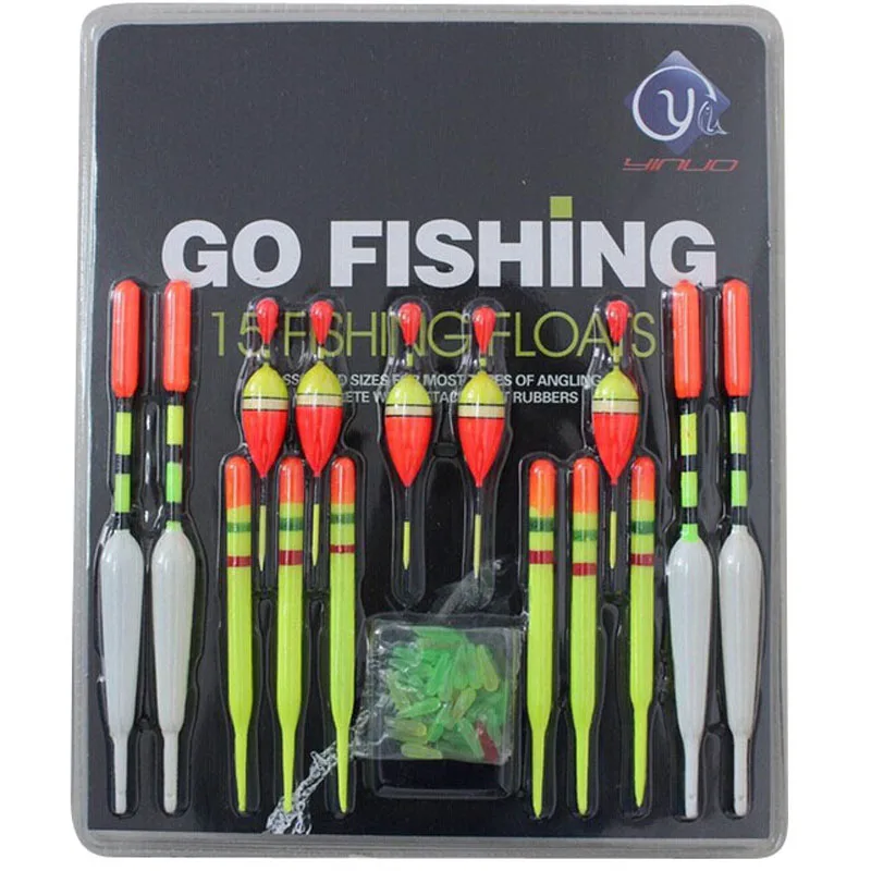 

HOT 15pcs Assorted Sizes Lot Fishing Lure Floats Bobbers Slip Drift Tube Fishing Float Float Light Fishing Tackle Luminous