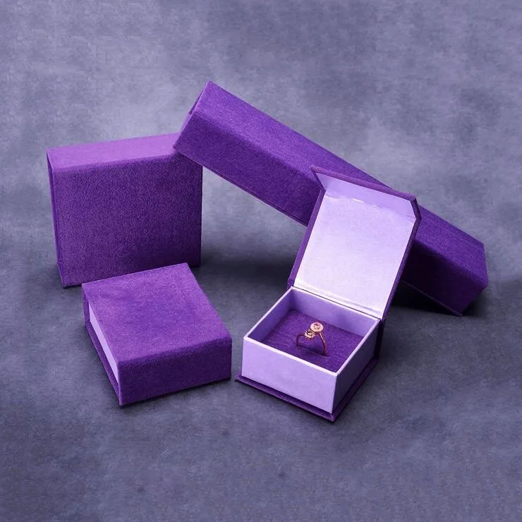 10Pcs Lavender Purple Velvet Jewelry Box Bracelet Pendant Necklace