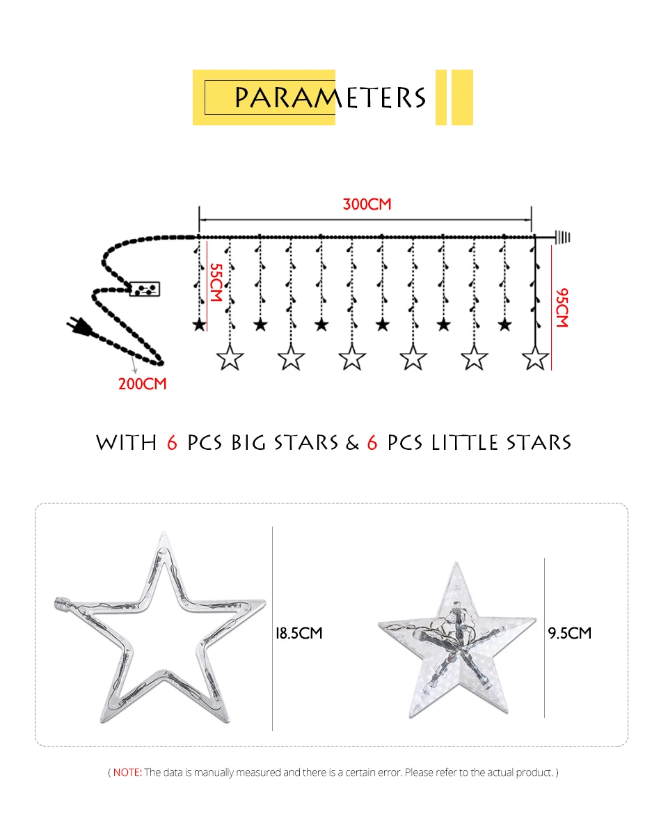 LED String Fairy Lights Christmas Luminarias LED Garland Chain Holiday Party Garden Wedding Decoration Star Curtain Light String (2)
