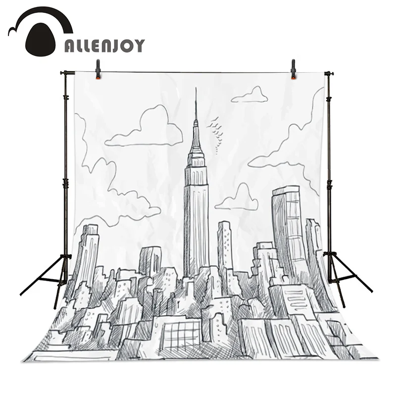 

Allenjoy Sketchy new york skyline background photography studio vinyl Photography backdrops Computer printing