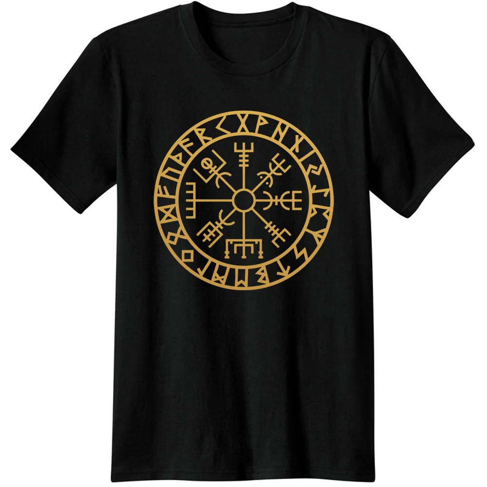 

Viking Compass Vegvisir Futhark Runes Navigator T-Shirts Men Unisex Casual Apparel Tops Tees T Shirts
