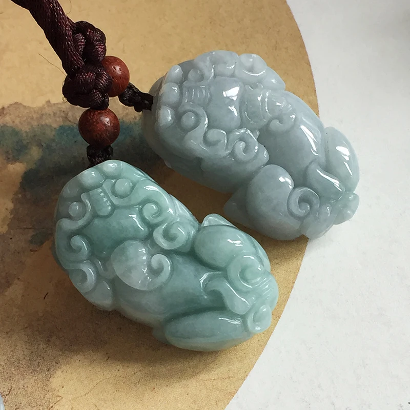 2020 Новый 100% натуральный Jadeite Jades кулон 3D резной God Beast PIXIU Подвески на удачу Женский