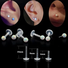 Опал гибкий Bioplast Пресс Fit Labret кольцо хирургическая сталь PTFE ухо траг серьги, Надеваемые На ушной хрящ Сережка для пирсинга губы Украшения для тела 16 г