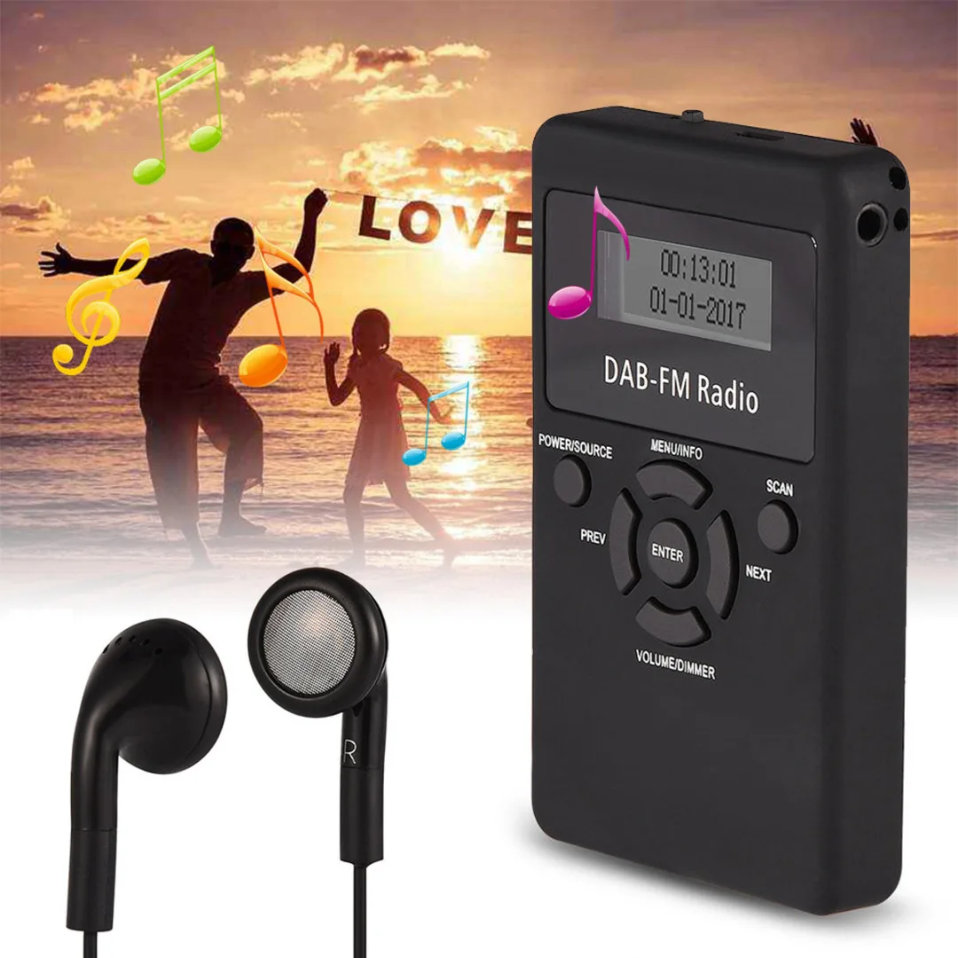 

1pc Portable Pocket DAB/DAB+/FM Radio Professional LCD Digital Display DAB Receiver + Earphone Kits Mayitr