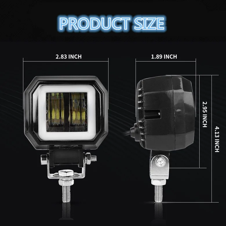 Car LED Light Work Light LED Light Bar 1PC/2PCS 3Inch 20W 12V/24V LED Work Lights Waterproof Square Angel Eyes Driving Pods Offroad Car Boat 6500K