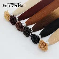 FOREVER HAIR г/локон 0,8 16 "18" 20 "24" Remy Nail U Tip Наращивание волос прямые предварительно скрепленные волосы на кератиновых капсулах fusion Hair 50 s