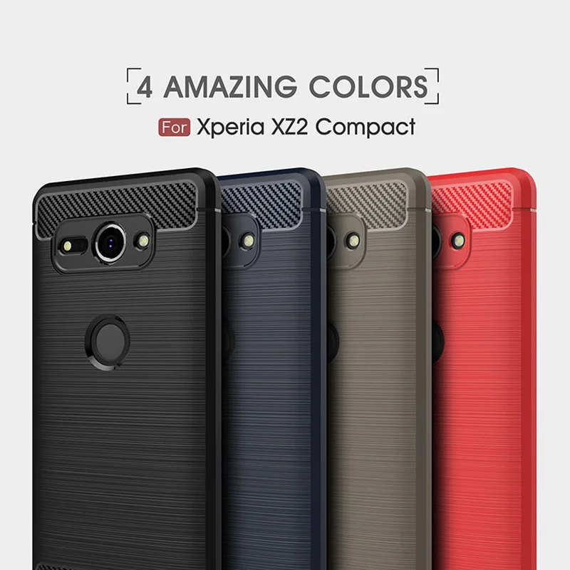 

1Pcs Luxury Mobile Phone Cases for SONY Xperia XZ2 Compact Silicone Drop Protection Gel carbon fiber Soft Shell
