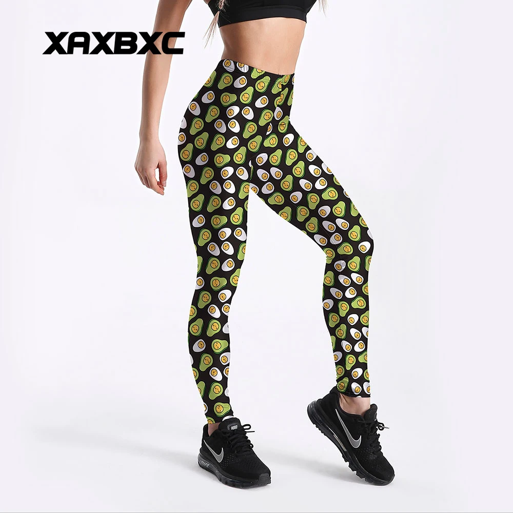 XAXBXC 4124 Симпатичные Emoji ребенка груша ПЕЧАТНЫЕ Stretch Slim Фитнес тренировки пуш-ап пикантные Для женщин леггинсы Femme карандаш брюки плюс размеры