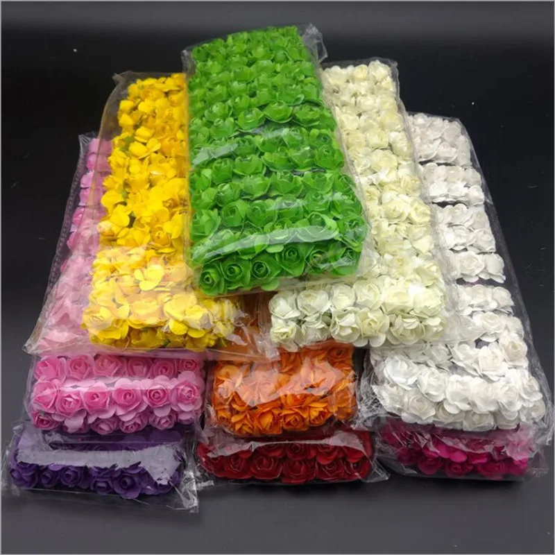 144pcs 1.8cm Mini Foam Rose Artificial Flower Bouquet Multicolor Rose