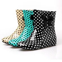 Cristal de las mujeres Aumentó dentro Rainboots Dulces Niñas Bowknot Wave Point Fashion Leisure Platform Caliente Inglaterra Zapatos Para La Lluvia