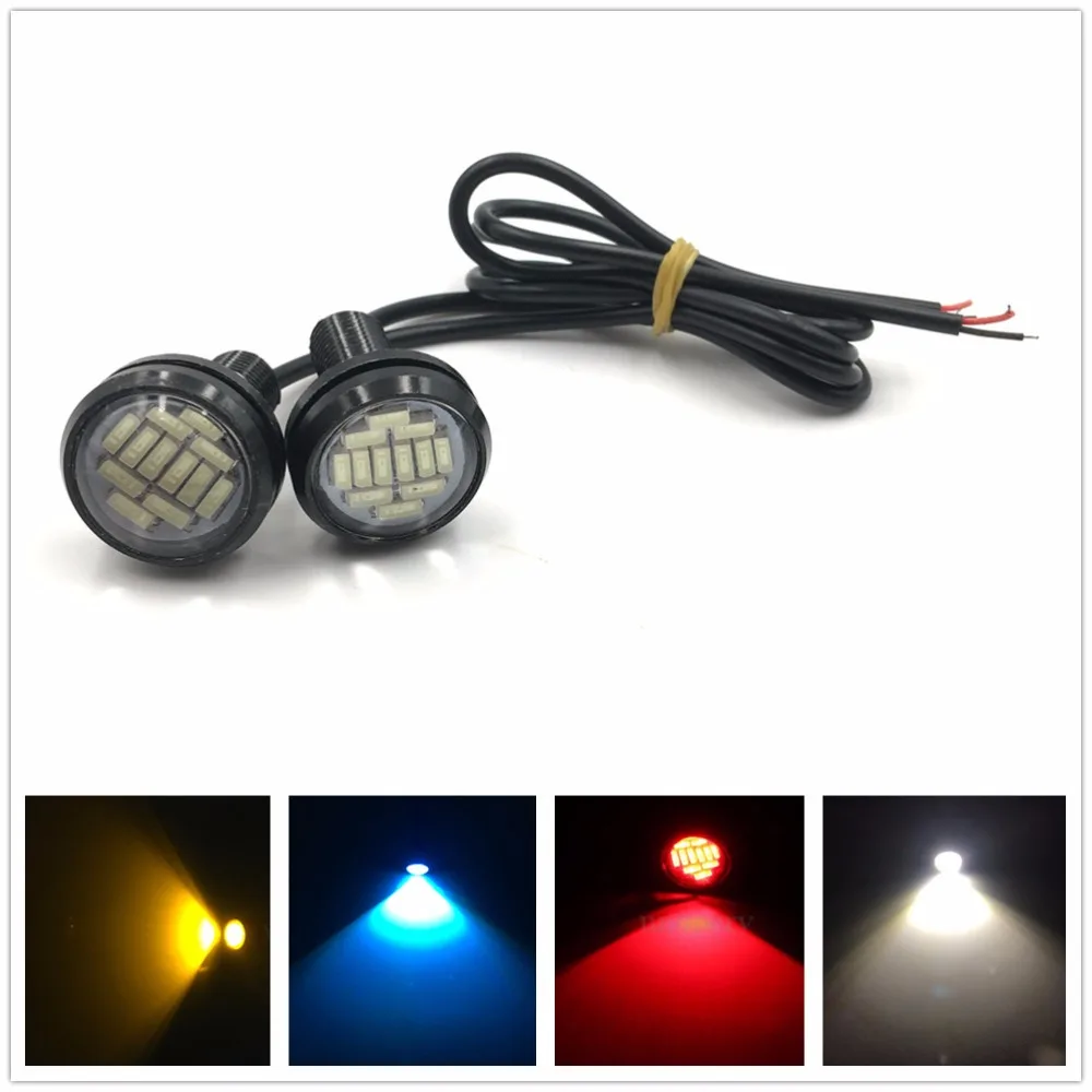 

2pcs 12 SMD LED DC 12V 15W 23mm Eagle Eye LED Running DRL Backup Light Car White Auto Lamp Bulbs Red Blue White Amber Ice Blue