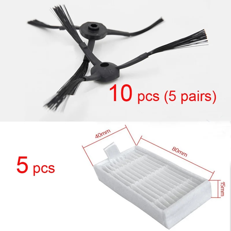 

Robot Vacuum Cleaner Accessories Pack for X500 X600 CR120 , Side Brush X 10pcs (5set)+ HEPA Filter X5pcs