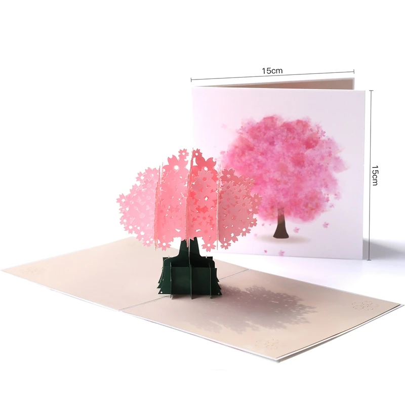 3D всплывающие открытки на день рождения пригласительные вишневые Цветы Подарочная открытка с конвертом на День Благодарения лазерная резка Рождество пустые поздравительные открытки - Цвет: G2026C