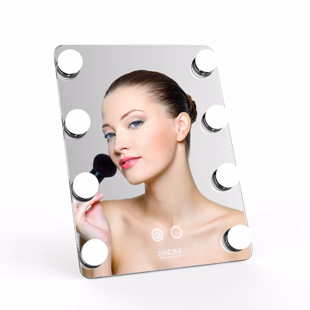 

Professional Makeup Mirror with 8 Dimmable LED Bulbs USB Rechargeable Design Touch Screen Vanity Tabletop Cosmetic Mirror Sale