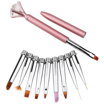 

New Designer 10Pcs Different Sizes Copper Handle Nail Art Brush Set Design Nail Brushes Nylon Material Anne