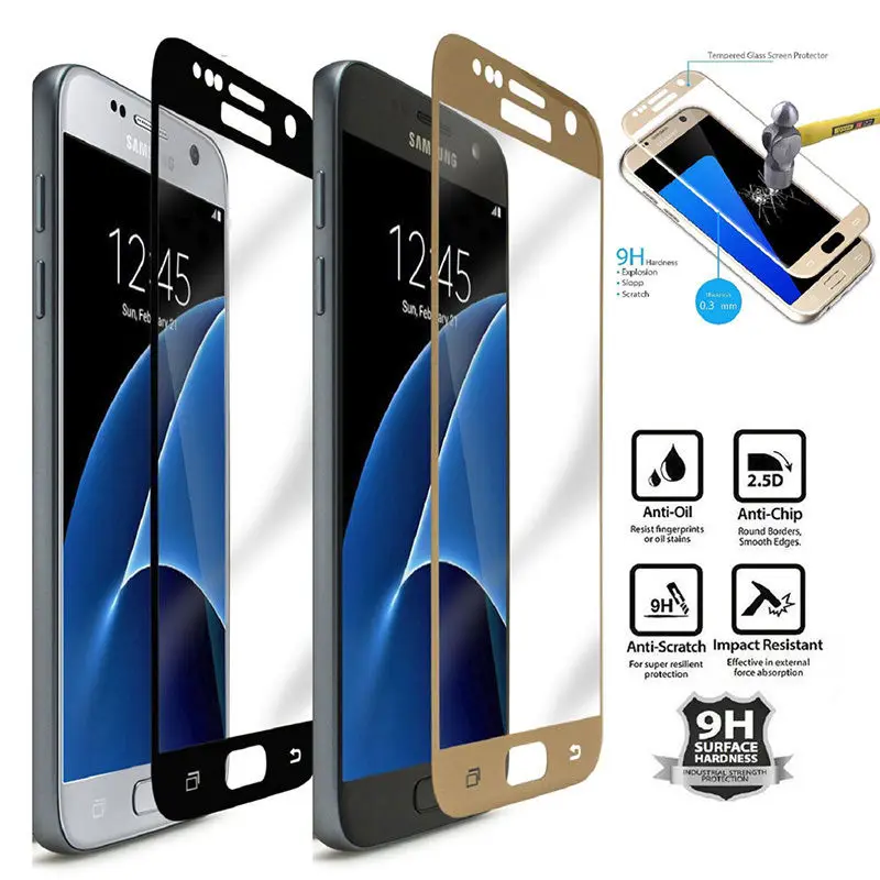2.5D полное покрытие Закаленное стекло пленка для Samsung Galaxy S6 S7 J5 J7 Prime Note 5 A3 A5 A7 2016 2017