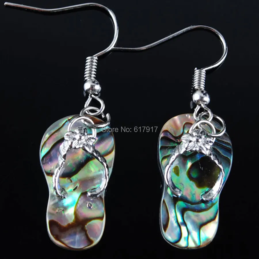 

Free Shipping Fashion Jewelry Women New Zealand Abalone Shell Beads Dangle Earrings 1 Pair TR3045