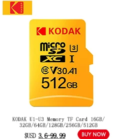 Карта памяти KODAK 32 Гб 64 Гб 128 ГБ 256 ГБ 512 ГБ U3 Micro SD карта 16 Гб U1 Tarjeta de memoria tf-карта класс 10 Флэш-карта памяти SD