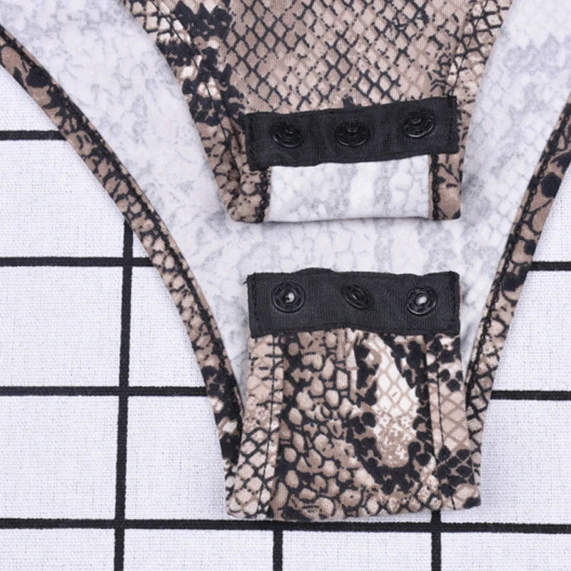 Sexy Snake Print One Piece Bodysuit Turtleneck Long Sleeve Body Women Ladies Combinaison Top Slim Bodycon Jumpsuit Body Mujer