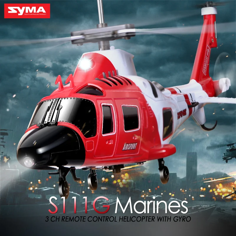 100 Original SYMA S111G 3 5CH font b RC b font Marines Helicopter W Gyro Shatterproof