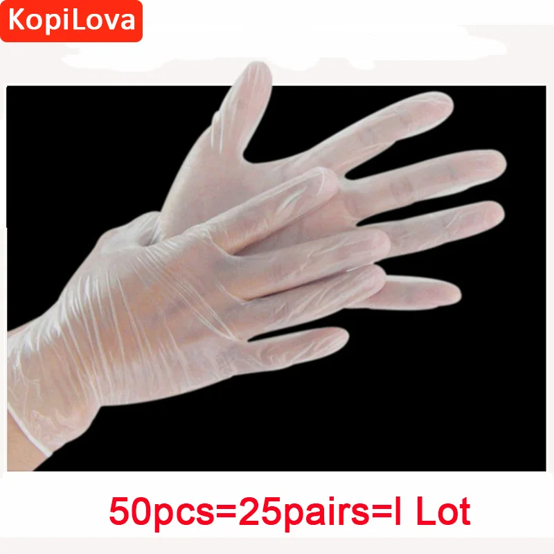 

KopiLova 50pcs Disposable PVC Gloves Antistatic Gloves for Househlod Medical Dentistry Oil-proof Acid Resistance Free Shipping