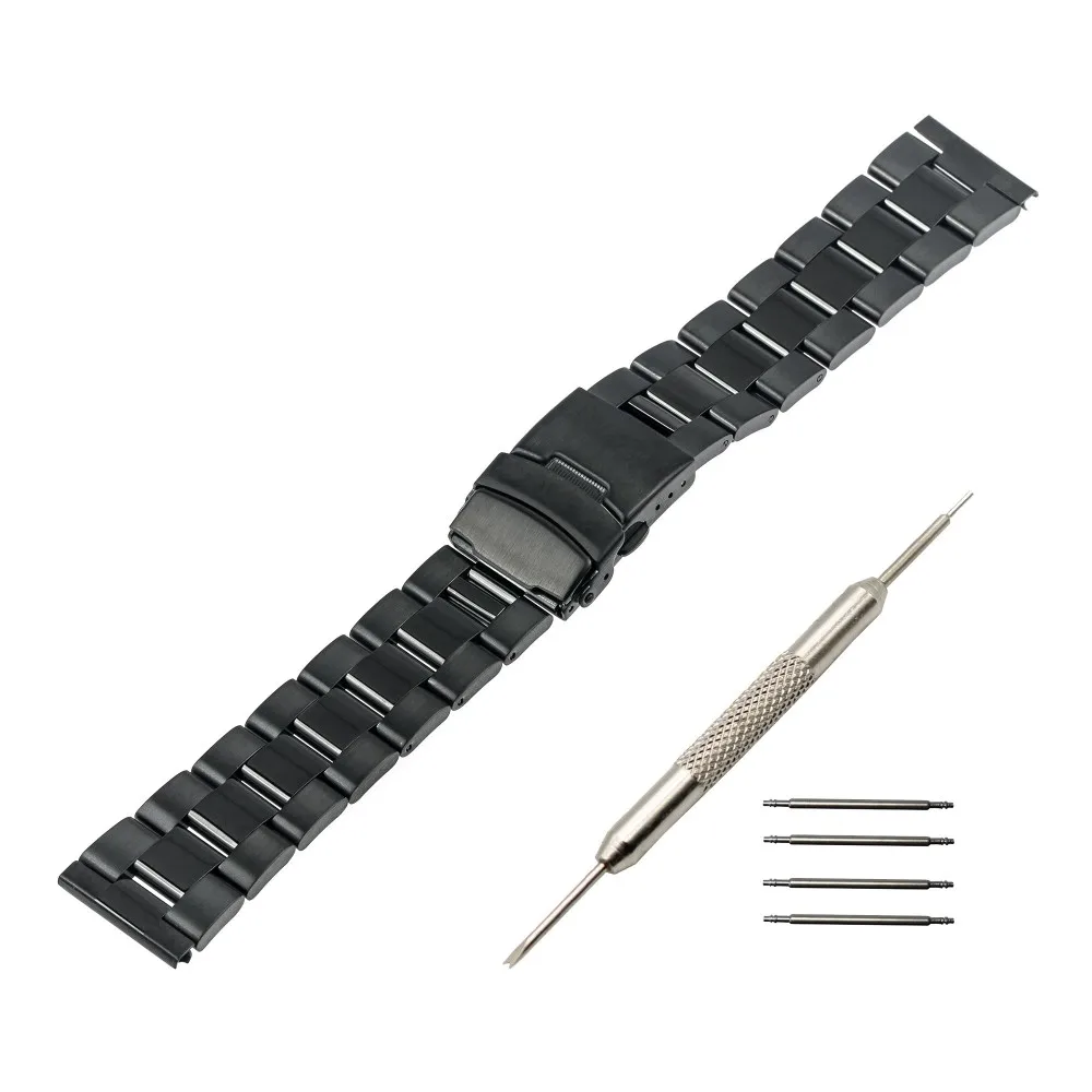 18 мм, 20 мм, 22 мм, 24 мм, ремешок из нержавеющей стали для часов Jacques Lemans, безопасный ремешок с пряжкой, браслет на запястье, черный, серебристый цвет