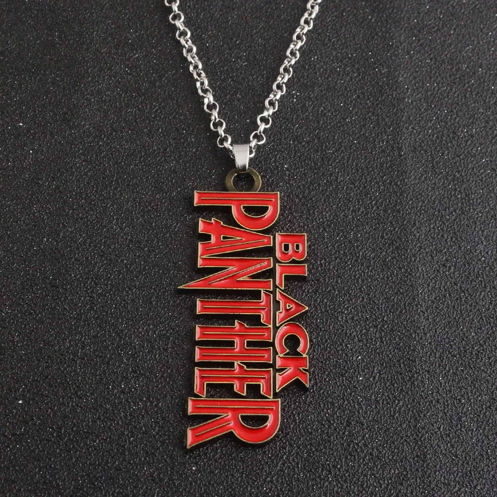 Black Panther Necklace Red Letter BLACK PANTHER Logo Necklaces Pendants Movie Fans souvenir