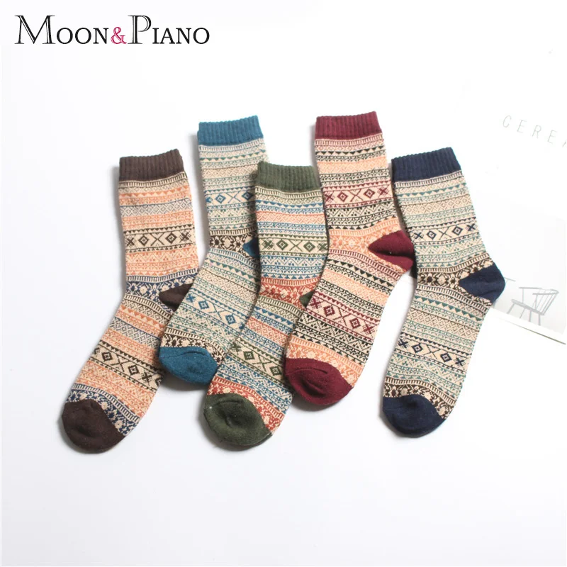 

Autumn and Winter New Rabbit Fur Blend Retro National Wind Warm Deodorant Soft Antibacterial lattice Business Casual Men Socks
