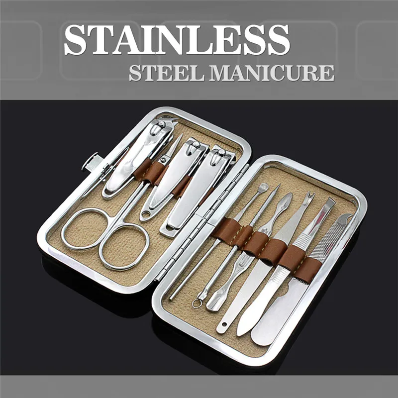 

10 PCS Nail Art Manicure Tools Set Nails Clipper Scissors Tweezer Knife Manicure Sets 10 in 1 Nail Art Tools Manicure