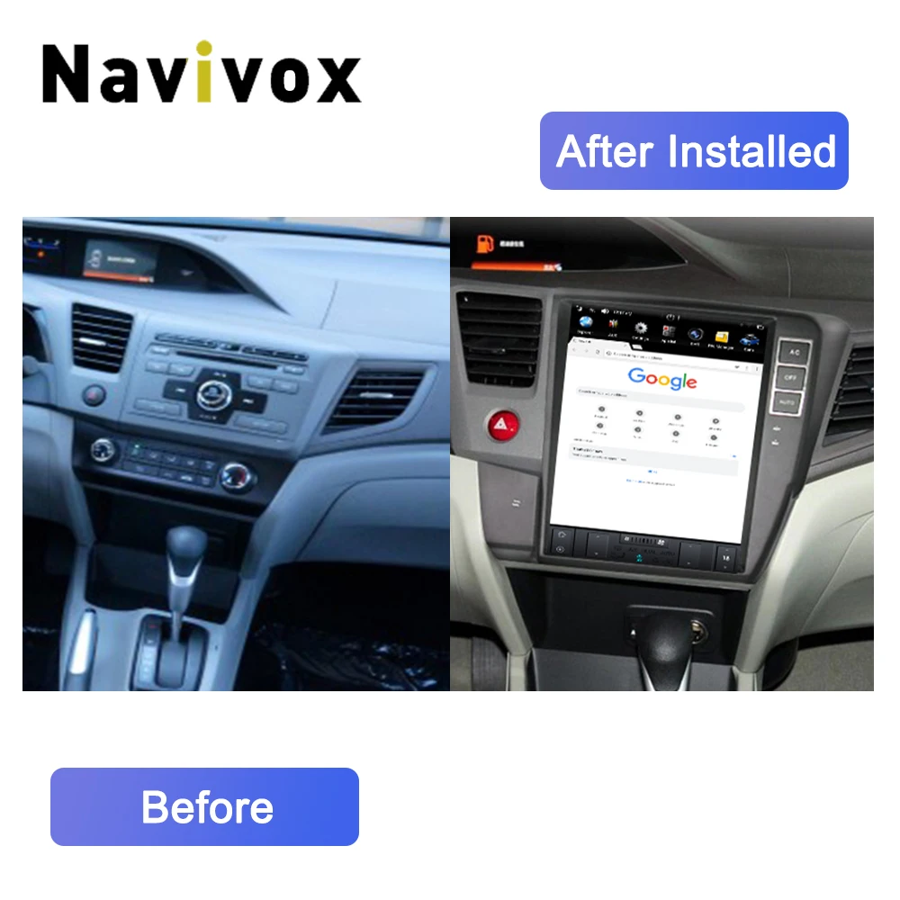 Excellent Navivox 10.4" Tesla style Screen Android 7.1 Car Radio Multimedia Player For Honda Civic 2012-2015 Head Unit Stereo Left Driver 4
