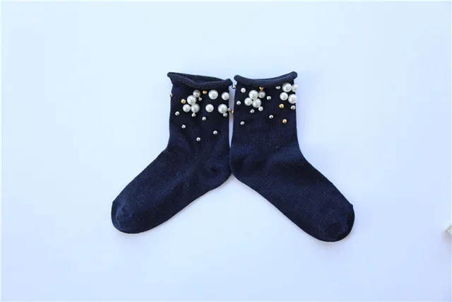 Women Socks Pearl Decoration Cotton Shiny Harajuku Ankle Socks Female Art Funny Short Socks Women Socks Pearl Decoration Cotton Shiny Harajuku Ankle Socks Female Art Funny Short Socks