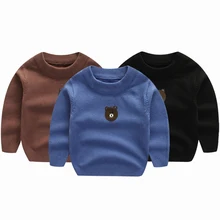 Модный свитер для маленьких мальчиков и девочек; Осенняя верхняя одежда для мальчиков; свитер с рисунком медведя; детский пуловер; Верхняя одежда для детей; вязаная одежда для детей 1-4 лет