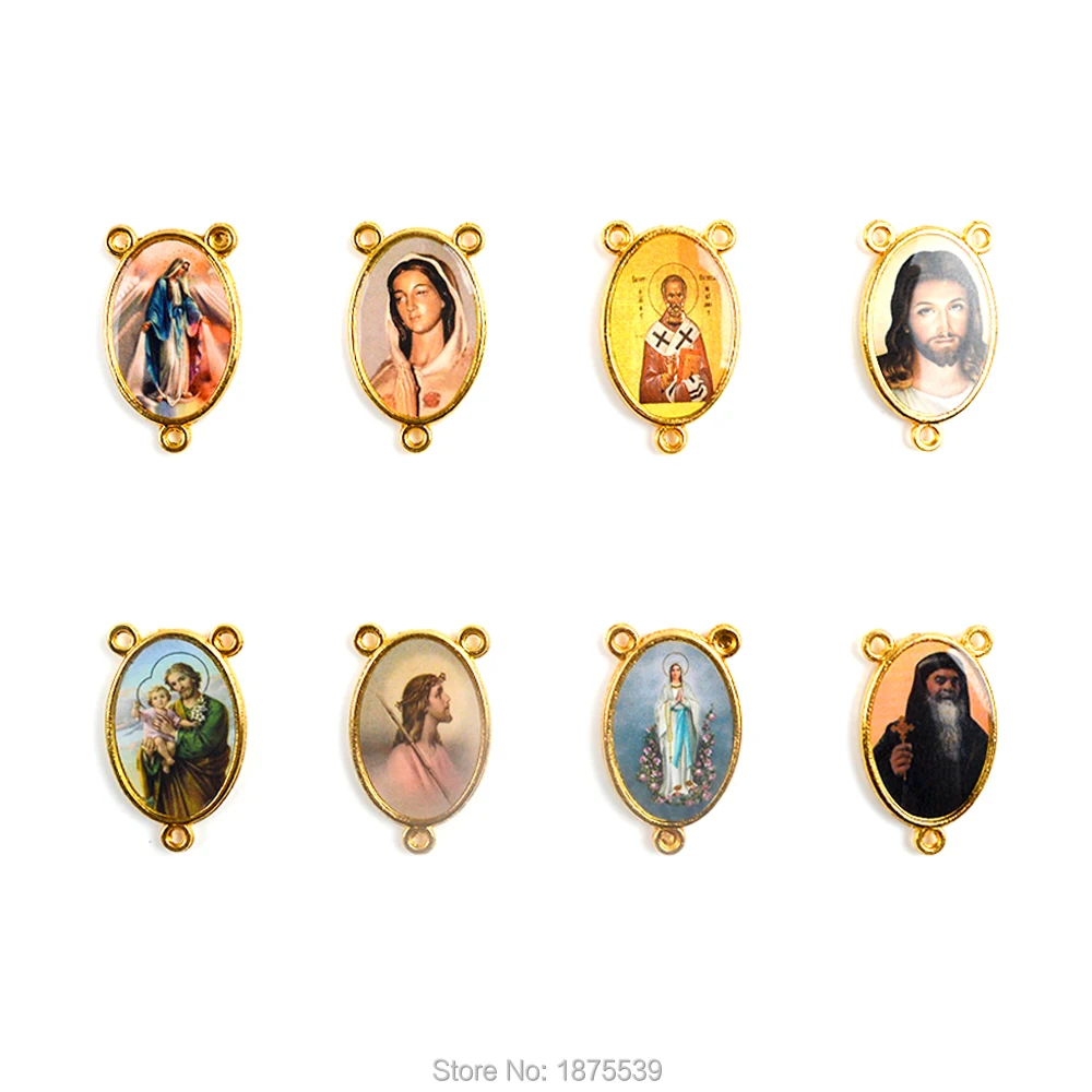 

Gold Rosary Center Color Saint Figures Jesus Mary Lourdes