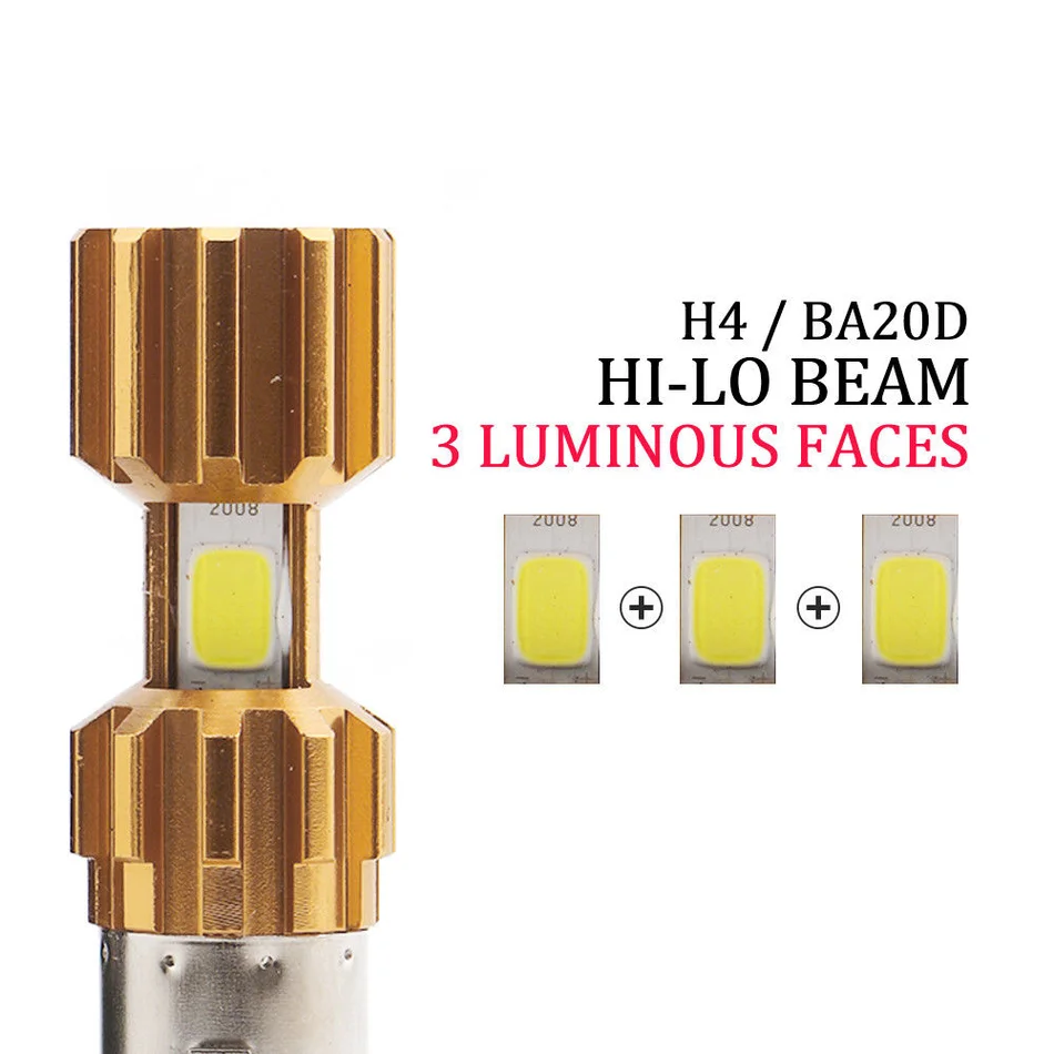 GZKAFOLEE BA20D светодиодный COB фара для мотоцикла велосипеда Hi/Lo DC 10 80V 6500K 2000LM| |