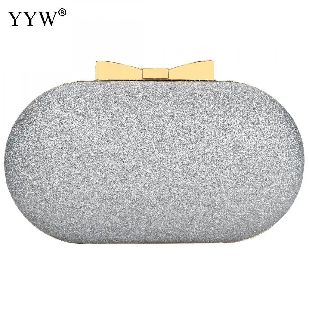 silver Серебряная Женская сумочка Pochette, женские клатчи,, однотонные вечерние сумки, клатчи, маленькие овальные сумки для рук - Цвет: silver