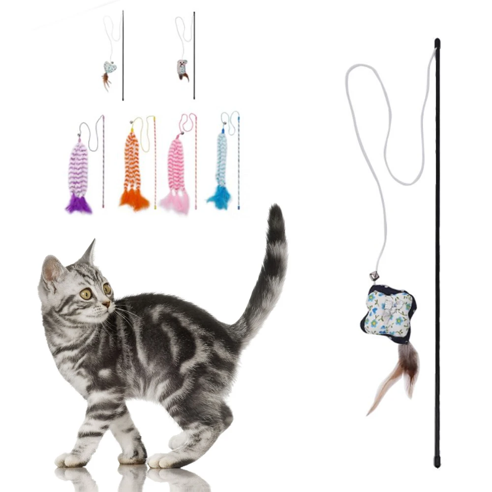Feather Teaser Cat Stick Pet Kitty Toy Jumping Traning Toys Gift Pet