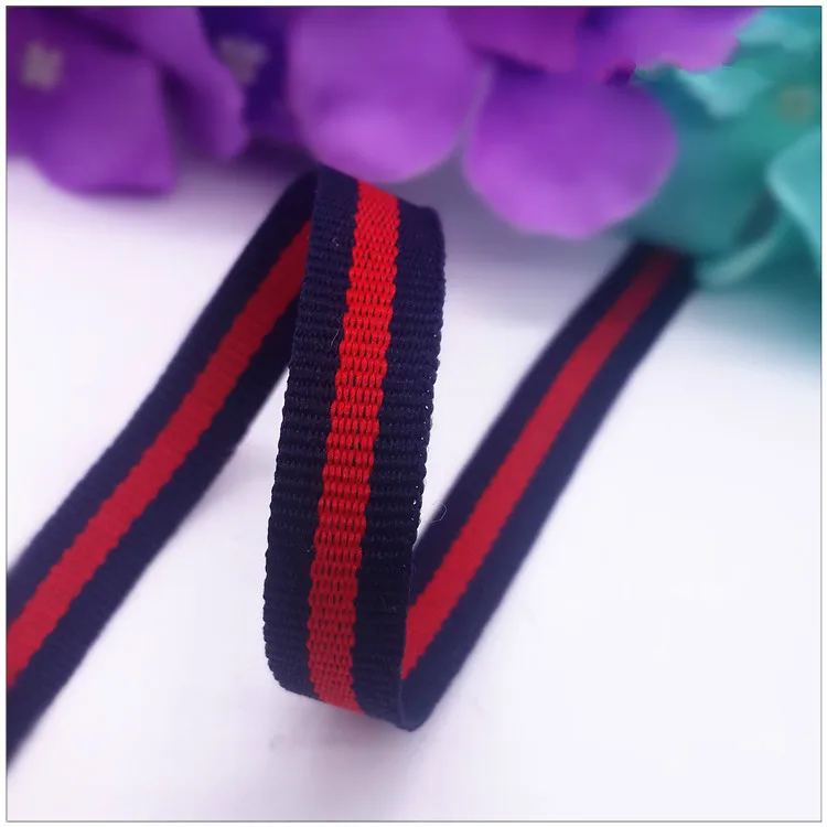 

Promotion Best Quality Blue and red stripes Grosgrain Ribbon 1cm Width For Gift Wrapping Sew On Garment DIY decorations 1meter