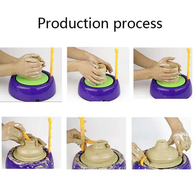 Free Shipping Arts Handmake Ceramic Machine Pottery Wheel  Kids Craft Plastic Portable Educational DIY Toys 6