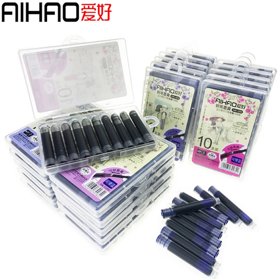 Aihao INK-006 одноразовые нестираемые черные чернила и стираемые синие темно-синие чернила для авторучки капсулы перьевые чернила для ручек заправки